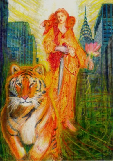 Die Mutter mit dem Tiger im Dschungel der Stadt
